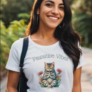 Funny Positive Vibes Cat Lover  T-Shirt
