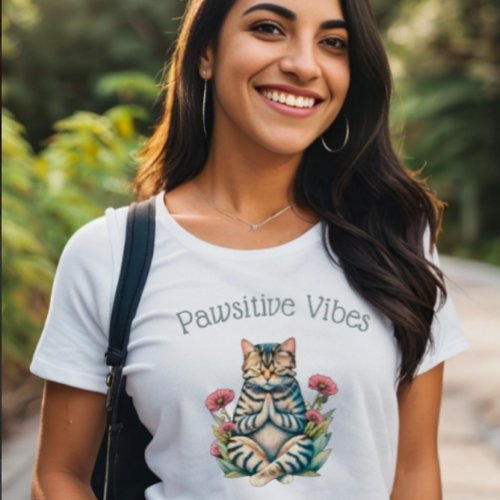 Funny Positive Vibes Cat Lover  T_Shirt