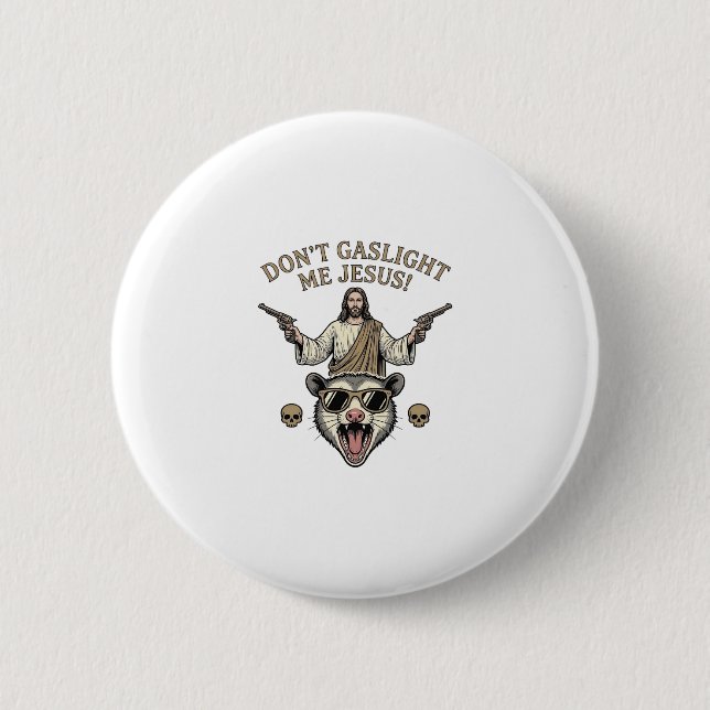 Funny Possum Jesus Vintage Engraving Shirt Design_ Button (Front)