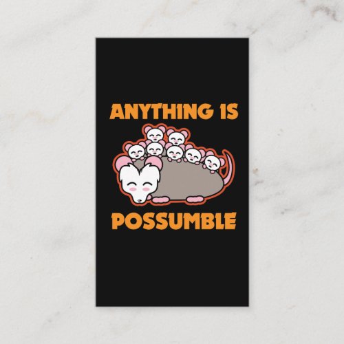 Funny Possum Opossum Pun Anything Is Possumble Business Card