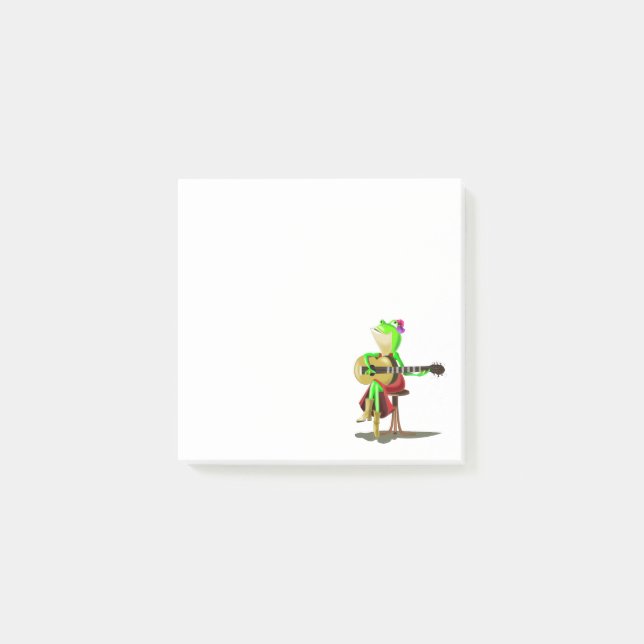 Funny Post it Notes with Frog Playing Guitar (Front)