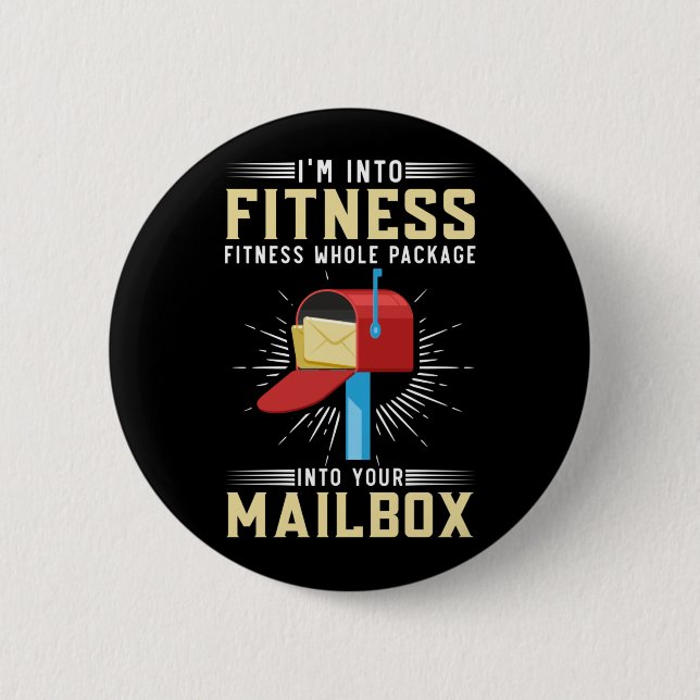Funny Postal Worker Fitness Postman Button (Front)