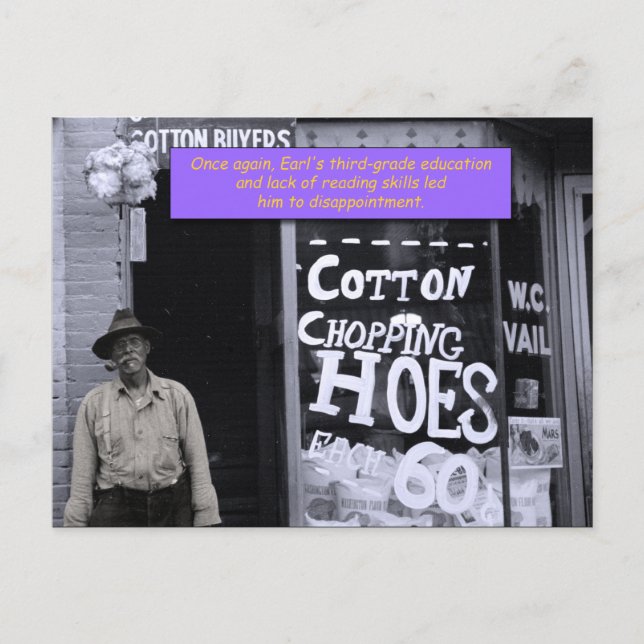 Funny Postcard - Cotton Chopping Hoes (Front)