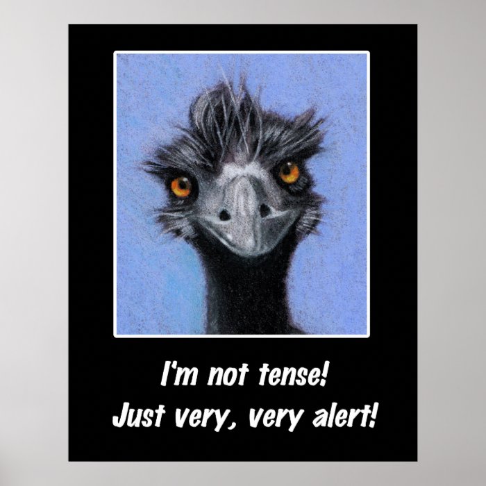 Funny Poster I'm NOT Tense, just very alert Emu