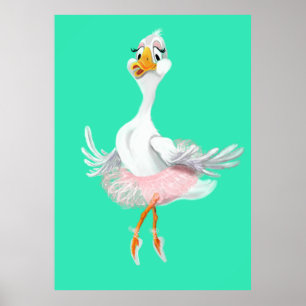 Funny Poster with Ballerina Duck - Painting