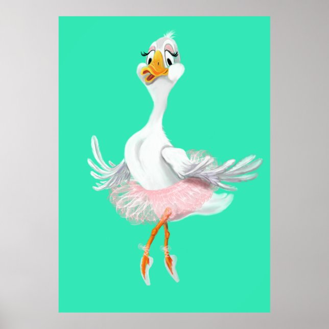 Funny Poster with Ballerina Duck - Painting (Front)