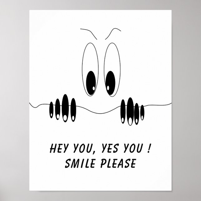 Funny Poster with Curiosity Eyes Custom Text (Front)
