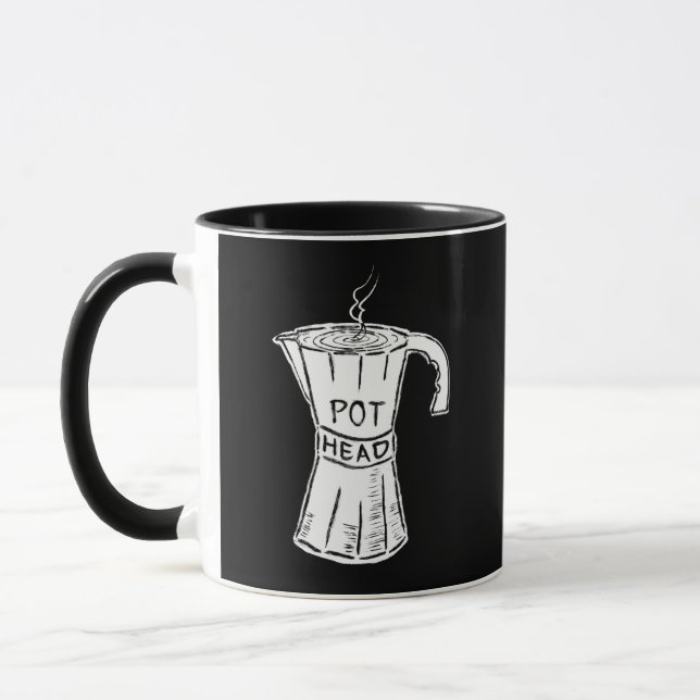 Funny Pot Head Coffee Mug Black (Left)