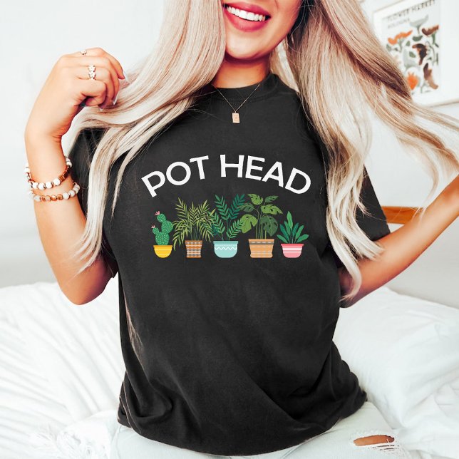 Funny Pot Head Gardening Lovers Women Black T-Shirt (Funny Pot Head Gardening Lovers Women Black T-Shirt)