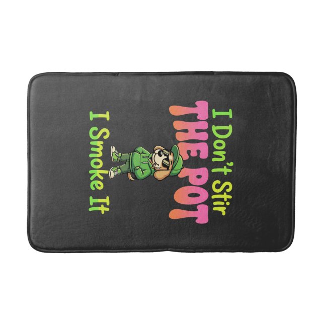 Funny Pot Smoking Dog Stoner Bath Mat (Front)
