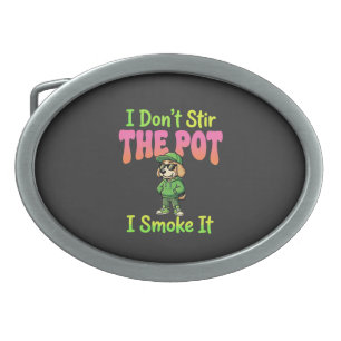 Funny Pot Smoking Dog Stoner Belt Buckle