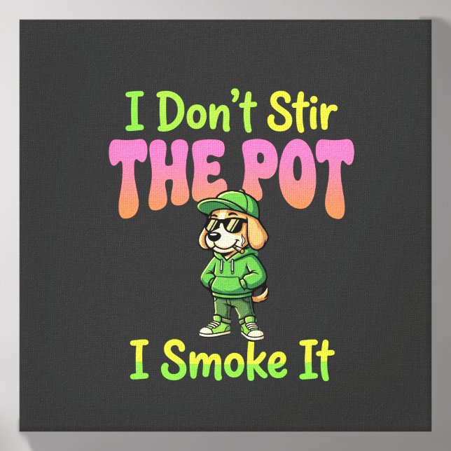 Funny Pot Smoking Dog Stoner Canvas Photo Tile (Front Set)