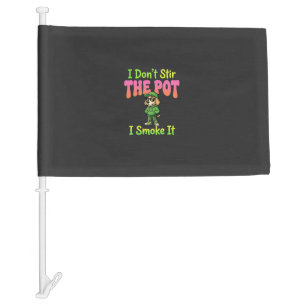Funny Pot Smoking Dog Stoner Car Flag