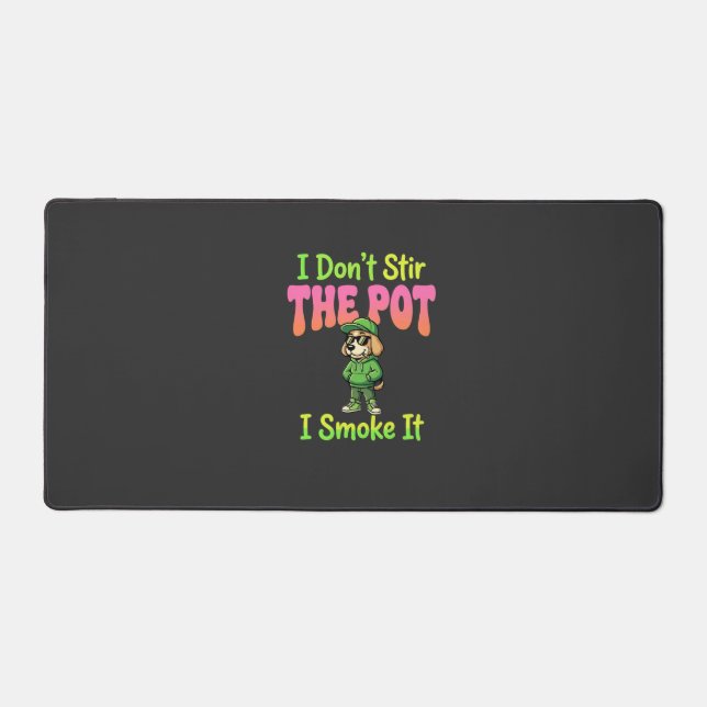 Funny Pot Smoking Dog Stoner Desk Mat (Front)