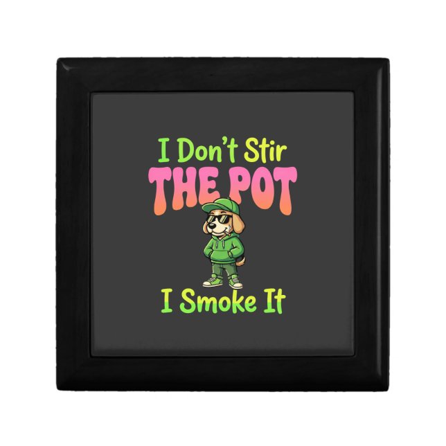 Funny Pot Smoking Dog Stoner Gift Box (Front)