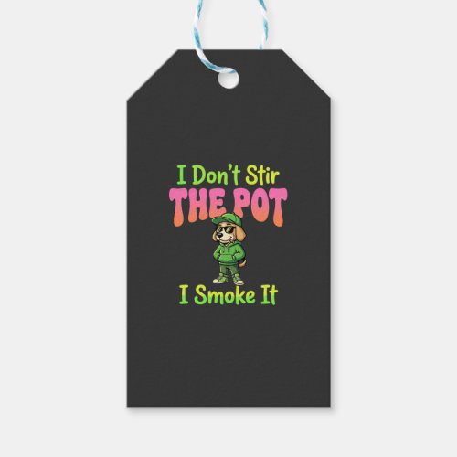 Funny Pot Smoking Dog Stoner Gift Tags