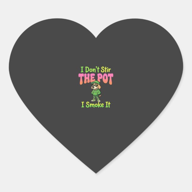Funny Pot Smoking Dog Stoner Heart Sticker (Front)