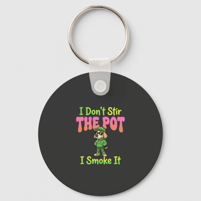 Funny Pot Smoking Dog Stoner Keychain (Front)