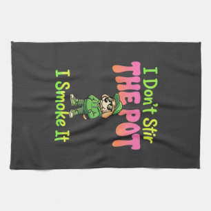 Funny Pot Smoking Dog Stoner Kitchen Towel