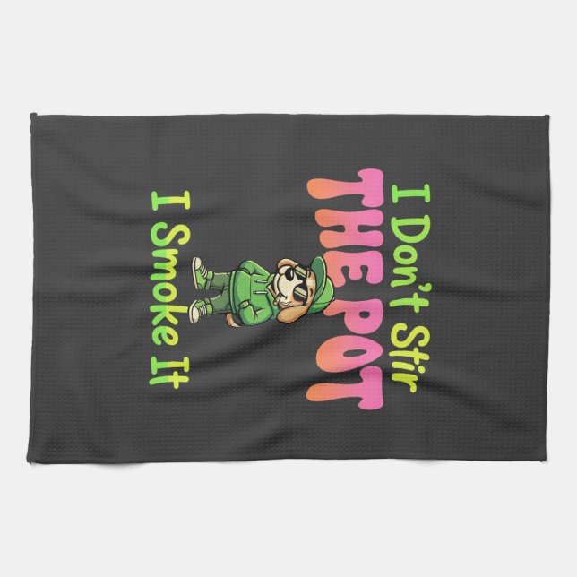 Funny Pot Smoking Dog Stoner Kitchen Towel (Horizontal)