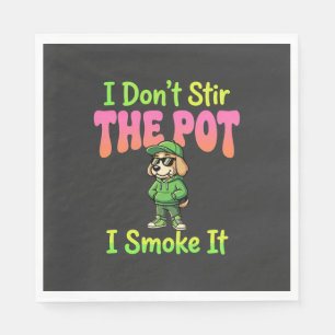 Funny Pot Smoking Dog Stoner Napkins