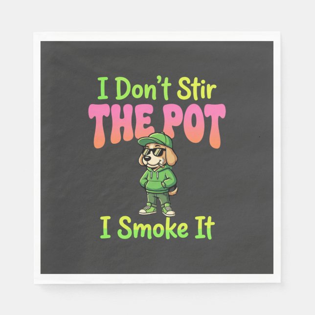 Funny Pot Smoking Dog Stoner Napkins (Front)