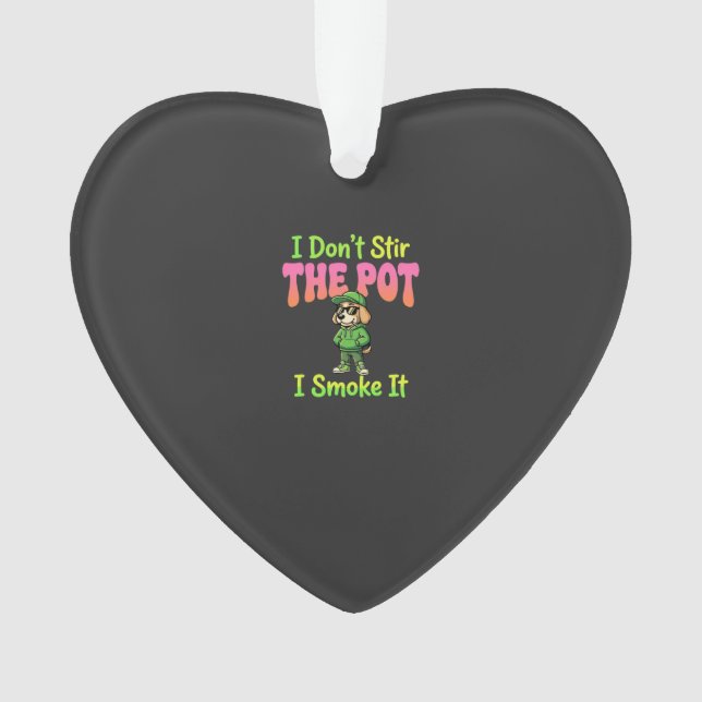 Funny Pot Smoking Dog Stoner Ornament (Front)