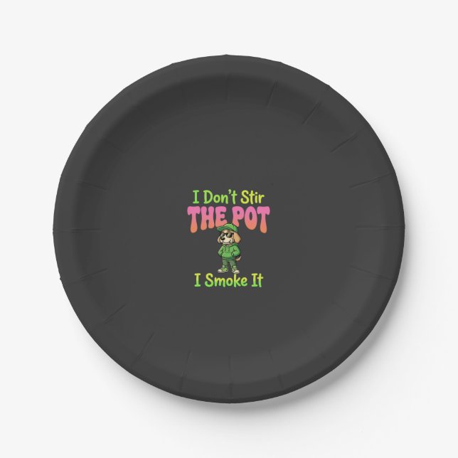 Funny Pot Smoking Dog Stoner Paper Plates (Front)