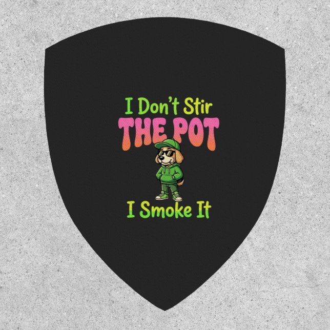Funny Pot Smoking Dog Stoner Patch (Front)