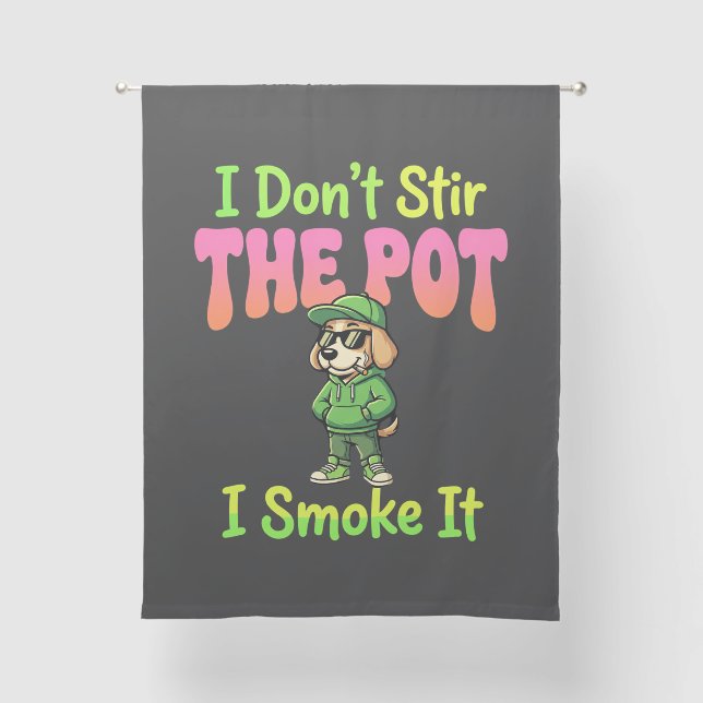 Funny Pot Smoking Dog Stoner Sheer Curtains (Front)