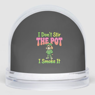 Funny Pot Smoking Dog Stoner Snow Globe
