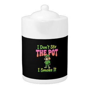 Funny Pot Smoking Dog Stoner Teapot