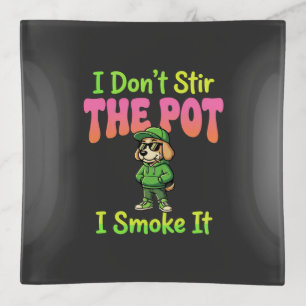 Funny Pot Smoking Dog Stoner Trinket Tray