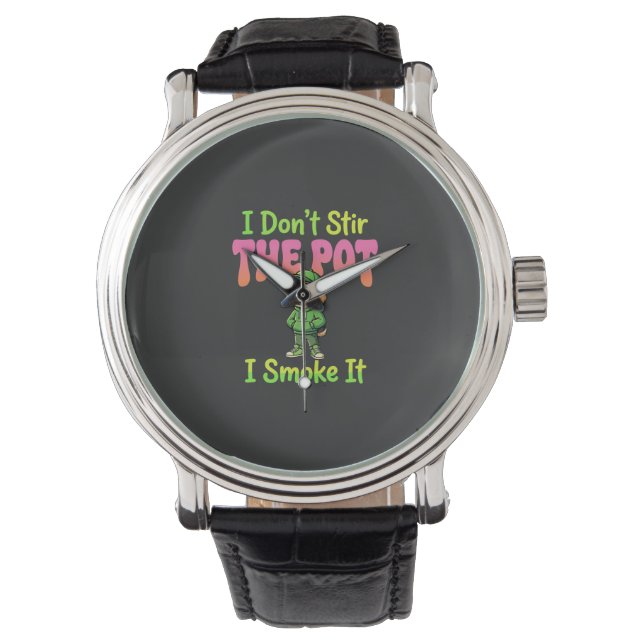 Funny Pot Smoking Dog Stoner Watch (Front)