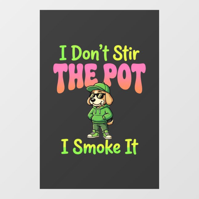 Funny Pot Smoking Dog Stoner Window Cling (Sheet)