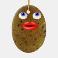 Funny Potato Character With Blue Eyes Ornament