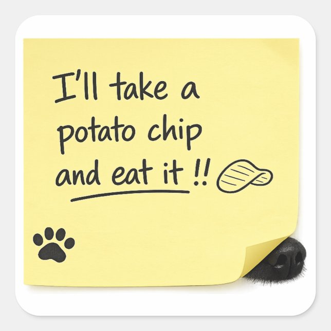 Funny Potato Chip Dog Sticky Note Sticker (Front)
