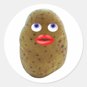Funny Potato Cute Character With Blue Eyes Classic Round Sticker