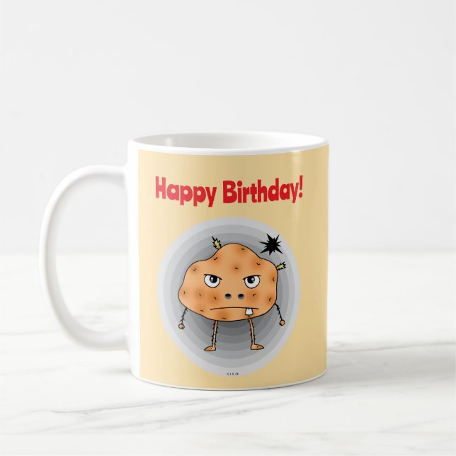 Funny Potato Happy Birthday Face Coffee Mug (Left)