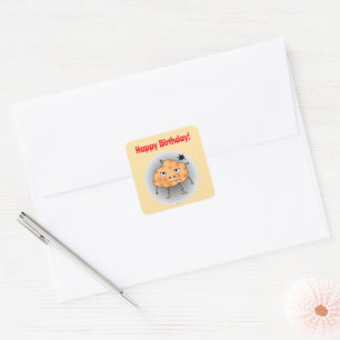 Funny Potato Happy Birthday Face Square Sticker