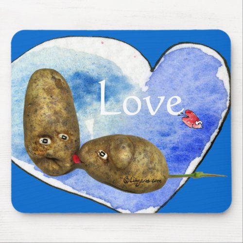 Funny Potatoes in Love Heart Mousepads