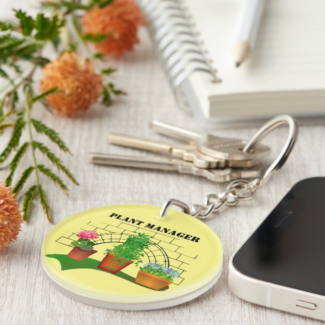 Funny Potted Flowers Plant Manager Personalized Ke Keychain (Front Right)