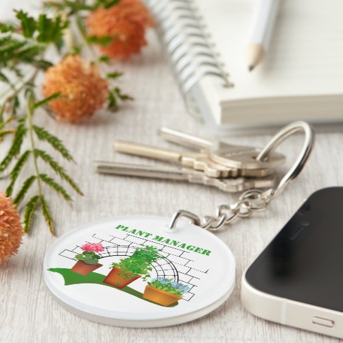 Funny Potted Flowers Plant Manager Personalized Keychain