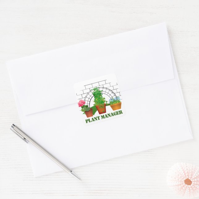 Funny Potted Flowers Plant Manager Personalized St Square Sticker (Envelope)