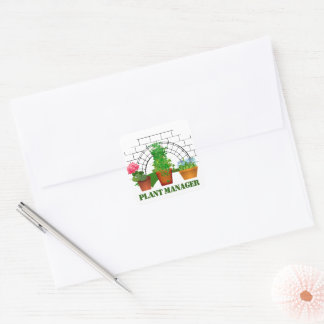 Funny Potted Flowers Plant Manager Personalized St Square Sticker