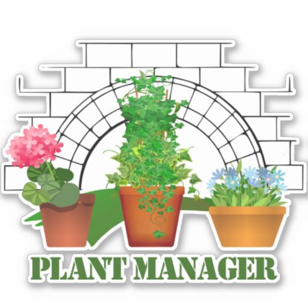 Funny Potted Flowers Plant Manager Personalized Sticker