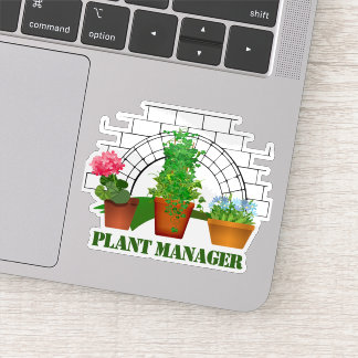 Funny Potted Flowers Plant Manager Personalized Sticker