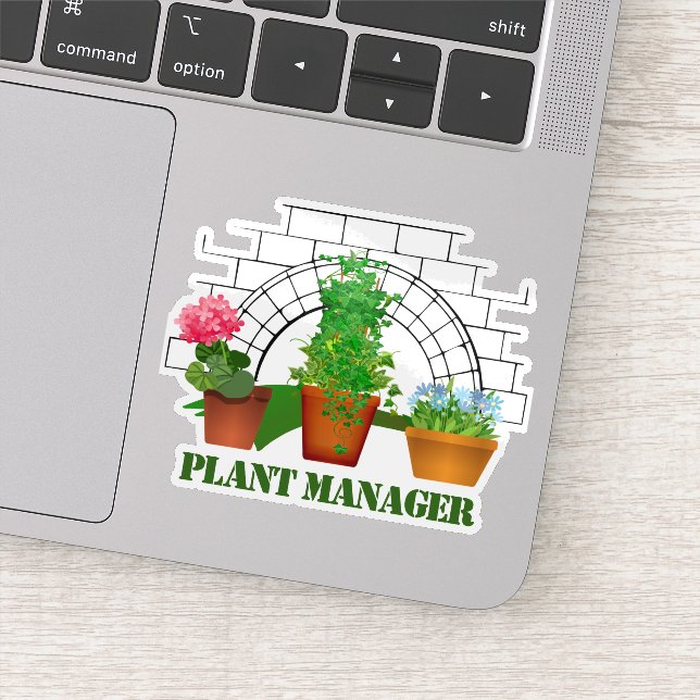 Funny Potted Flowers Plant Manager Personalized Sticker (Detail)