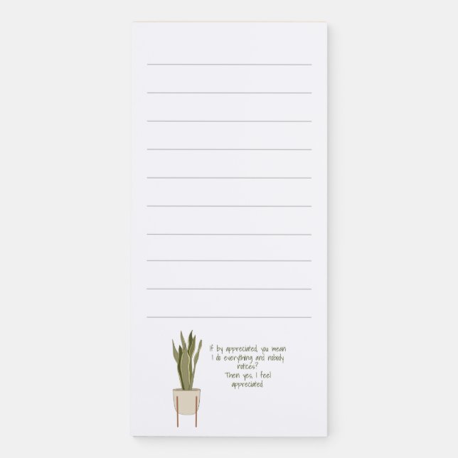 Funny Potted Plant To Do List Magnetic Notepad (Front)