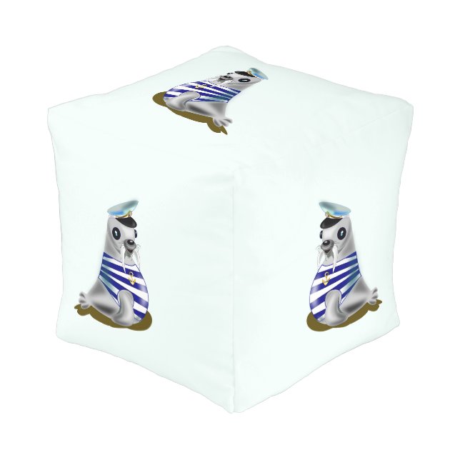 Funny Pouf with Seal Sailor (Angled Front)